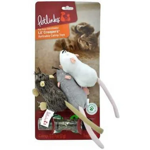 1ea Quaker Petlinks L'Il Creepers Set Of 3 Refillable Catnip Cat Toys - Health/First Aid